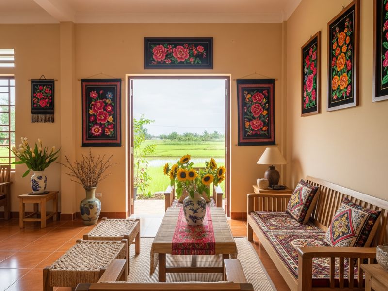 Trang trí phòng khách nhà cấp 4 nông thôn