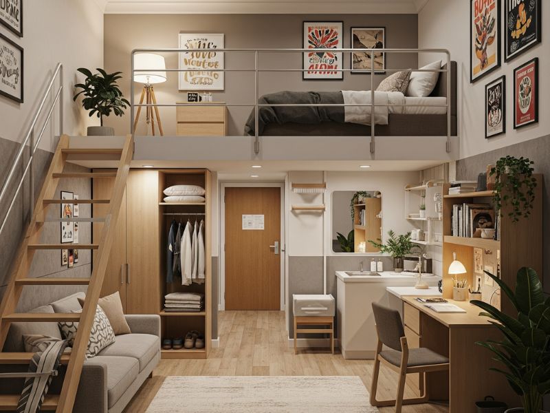 decor phòng trọ có gác