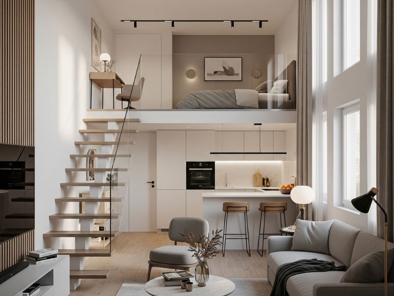 decor phòng trọ có gác