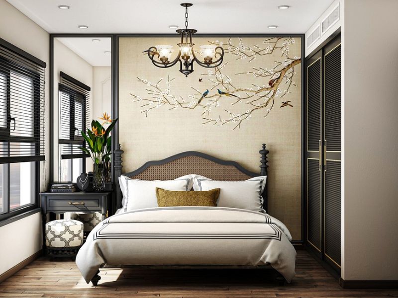 thiết kế phòng ngủ phong cách indochine