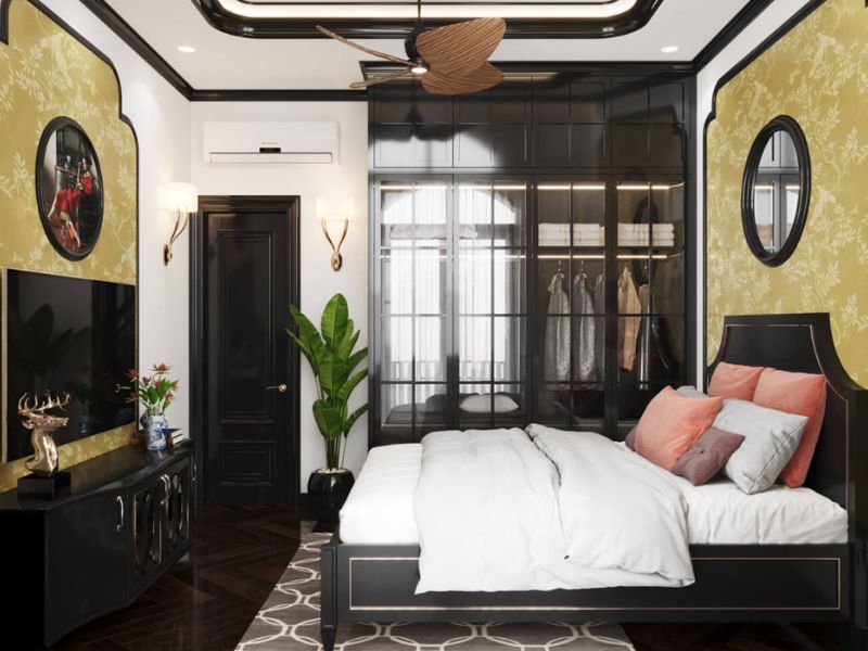 thiết kế phòng ngủ phong cách indochine