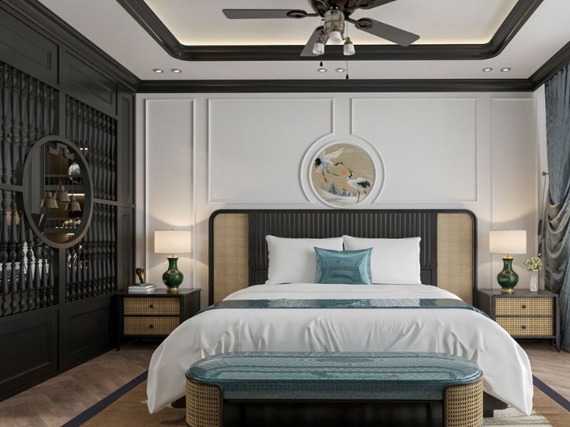 thiết kế phòng ngủ phong cách indochine