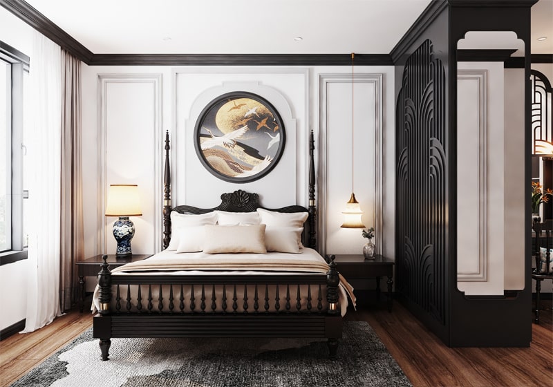 thiết kế phòng ngủ phong cách indochine