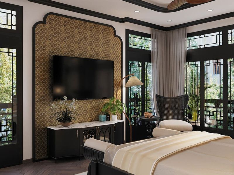 thiết kế phòng ngủ phong cách indochine