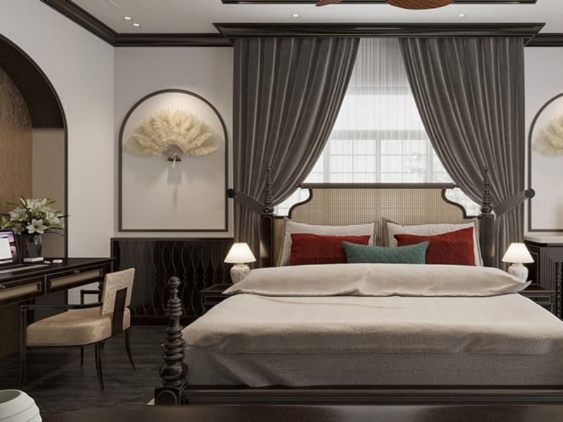 thiết kế phòng ngủ phong cách indochine