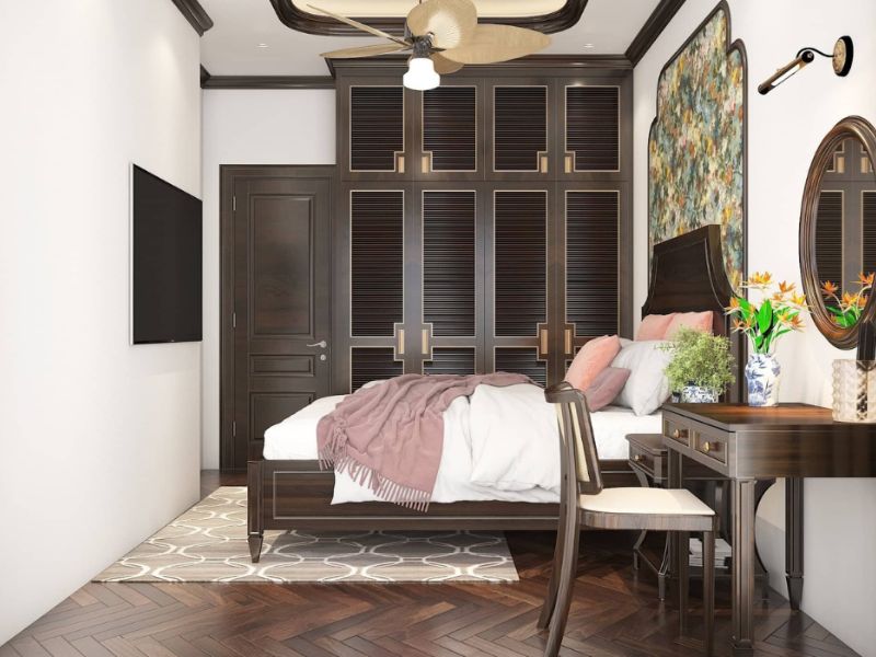 thiết kế phòng ngủ phong cách indochine