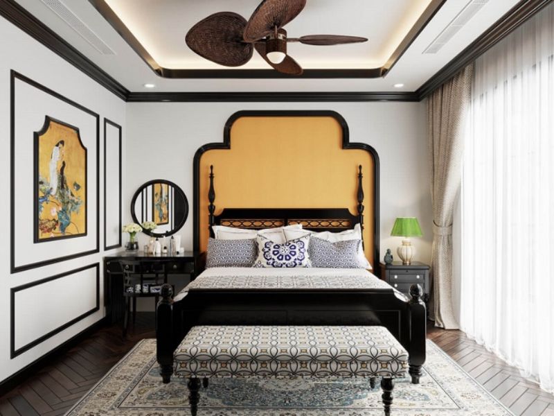 thiết kế phòng ngủ phong cách indochine