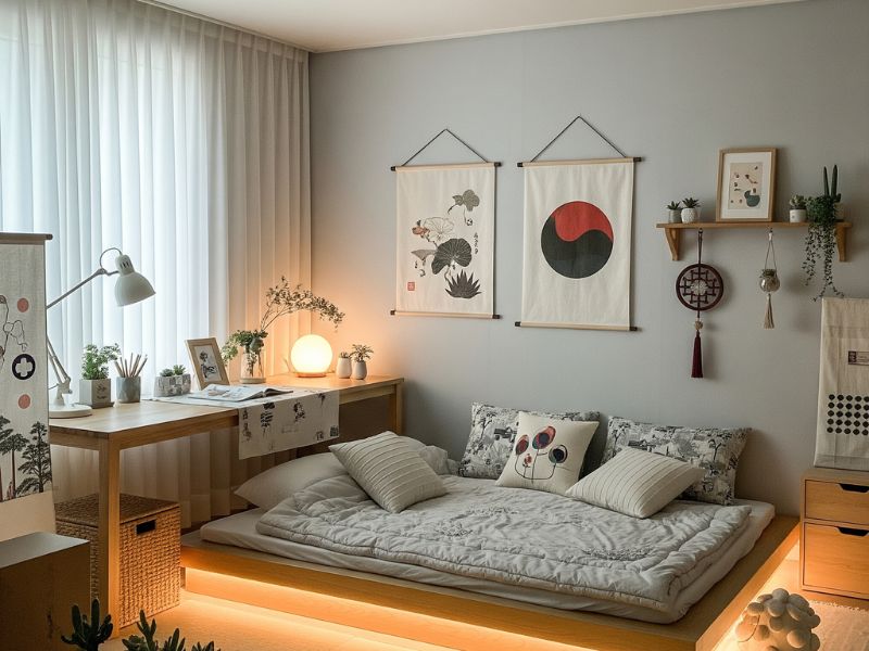 Trang trí phòng ngủ kiểu Hàn Quốc đơn giản