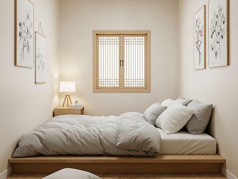 Trang trí phòng ngủ kiểu Hàn Quốc đơn giản