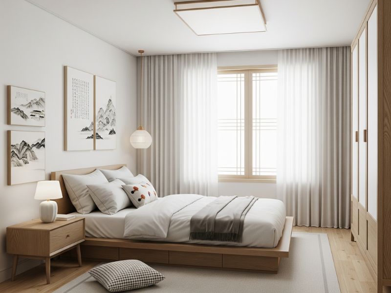 Trang trí phòng ngủ kiểu Hàn Quốc đơn giản