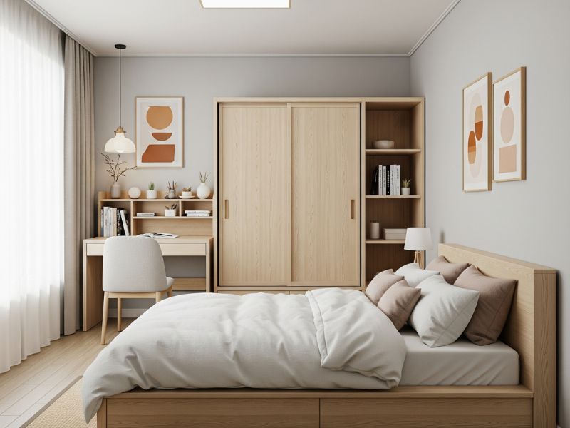 Trang trí phòng ngủ kiểu Hàn Quốc đơn giản