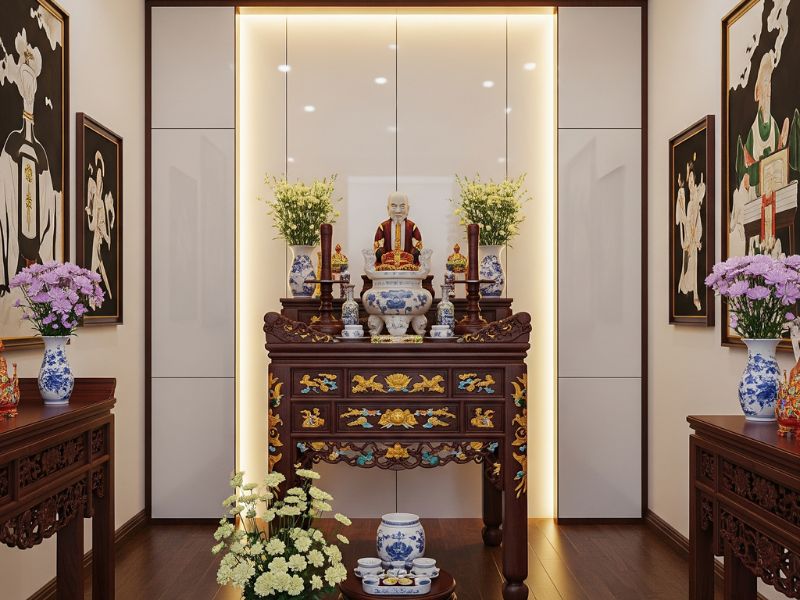mẫu thiết kế phòng thờ đẹp hiện đại