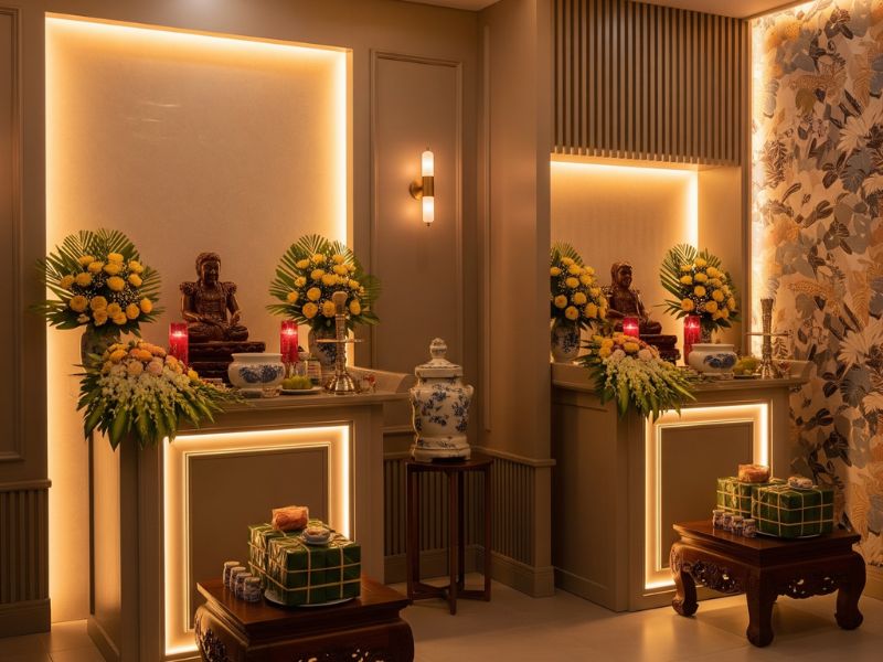 mẫu thiết kế phòng thờ đẹp hiện đại