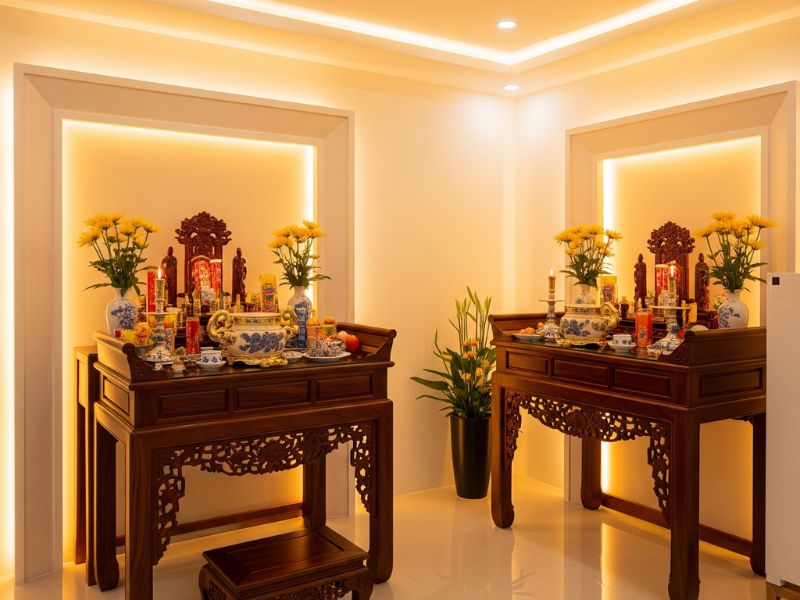 mẫu thiết kế phòng thờ đẹp hiện đại