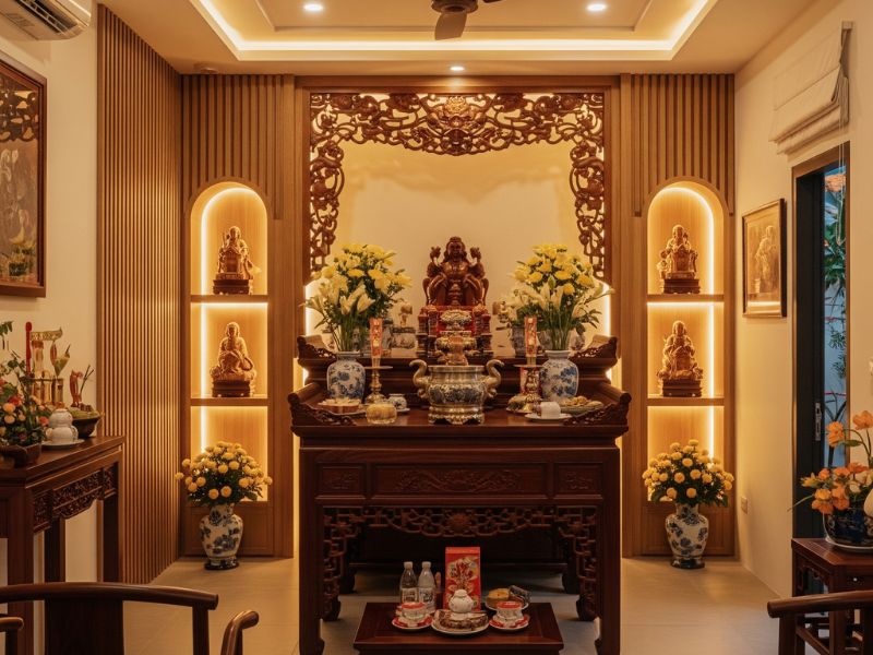 mẫu thiết kế phòng thờ đẹp hiện đại