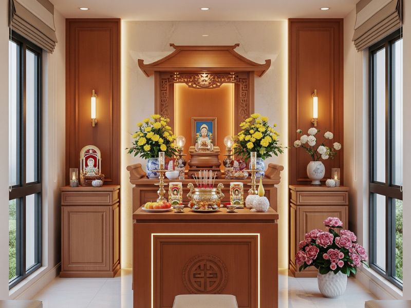 mẫu thiết kế phòng thờ đẹp hiện đại