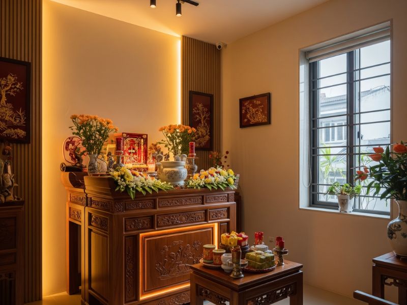 mẫu thiết kế phòng thờ đẹp hiện đại