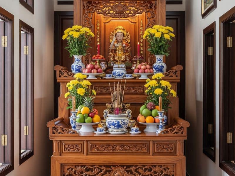 mẫu thiết kế phòng thờ đẹp hiện đại