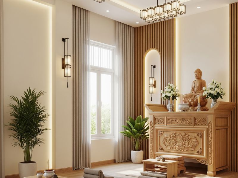 mẫu thiết kế phòng thờ đẹp hiện đại