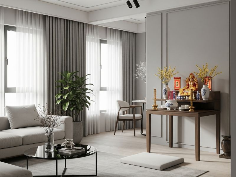 thiết kế phòng khách chung cư tối giản
