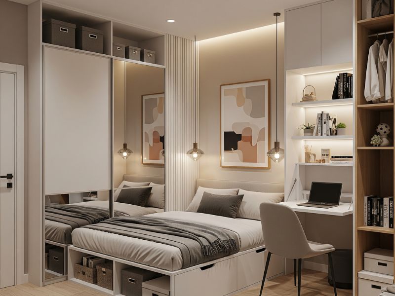 thiết kế phòng ngủ 9m2 cho vợ chồng 