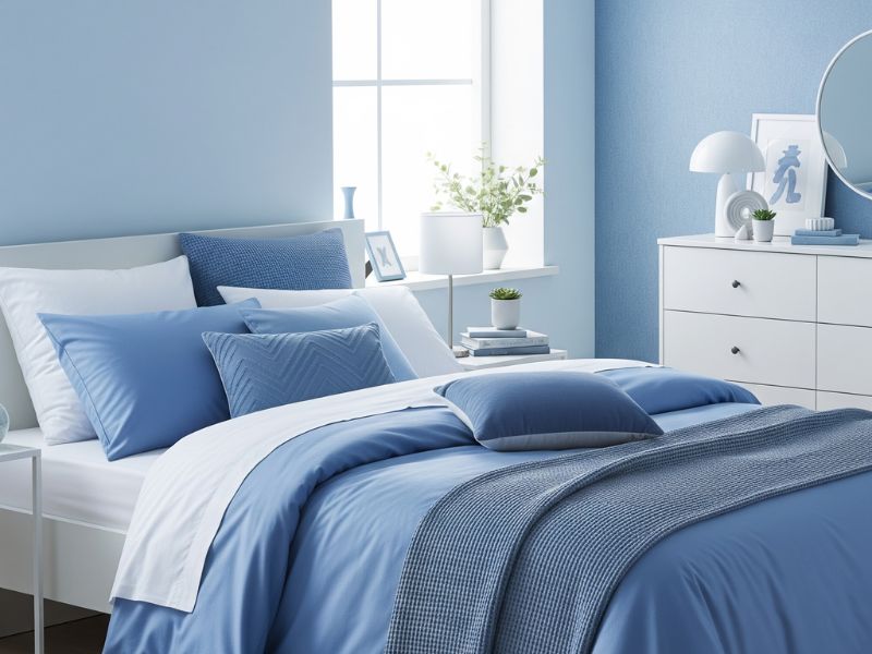 trang trí phòng ngủ màu xanh nước biển