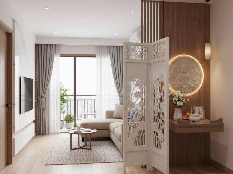 Cách bố trí phòng thờ trong phòng khách