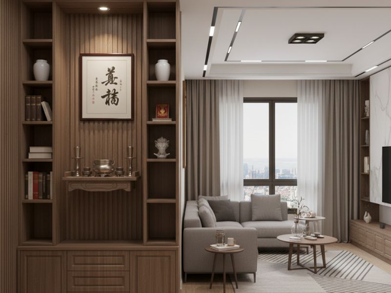 Cách bố trí phòng thờ trong phòng khách