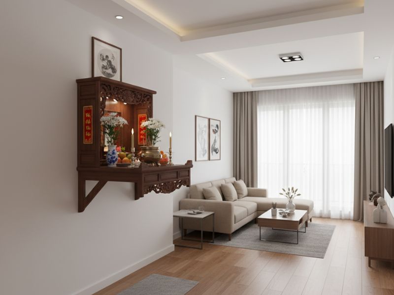 Cách bố trí phòng thờ trong phòng khách