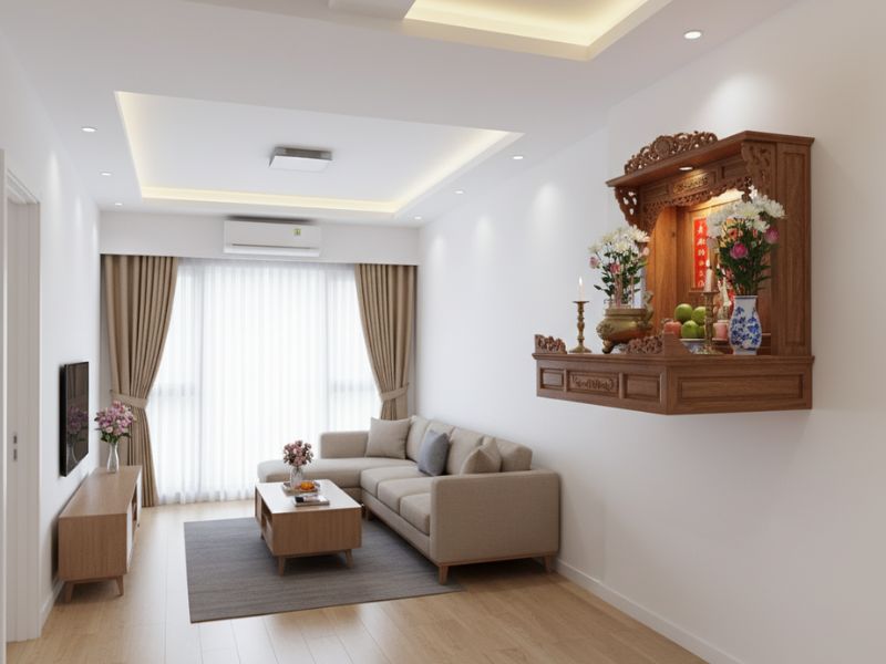 Cách bố trí phòng thờ trong phòng khách