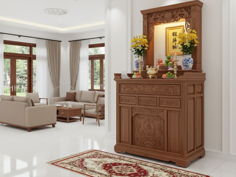 Cách bố trí phòng thờ trong phòng khách