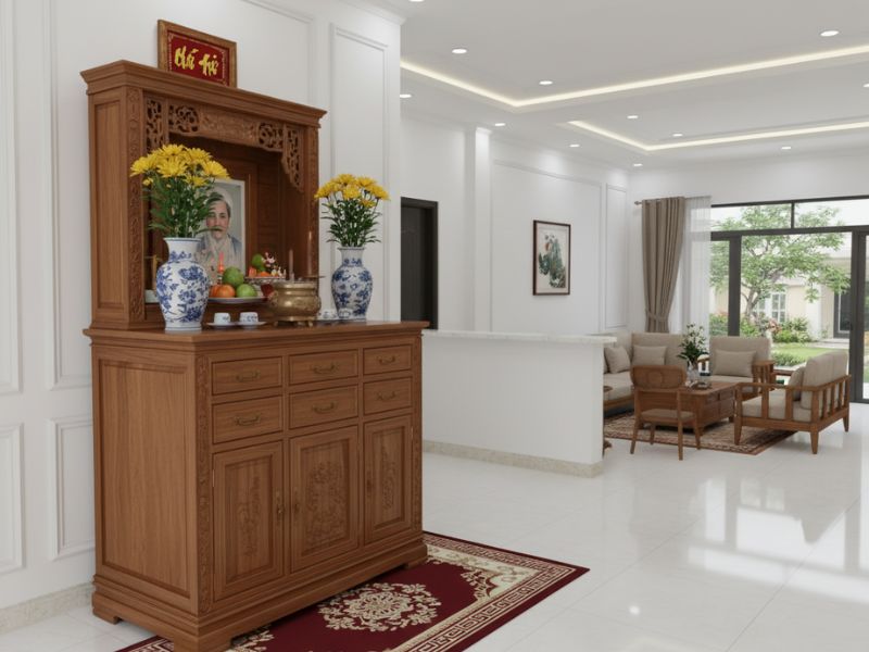 Cách bố trí phòng thờ trong phòng khách