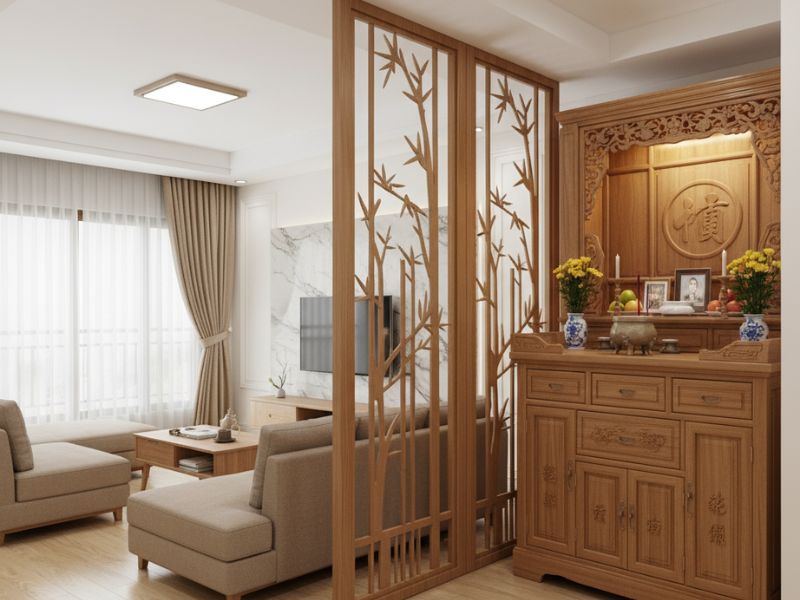 Cách bố trí phòng thờ trong phòng khách