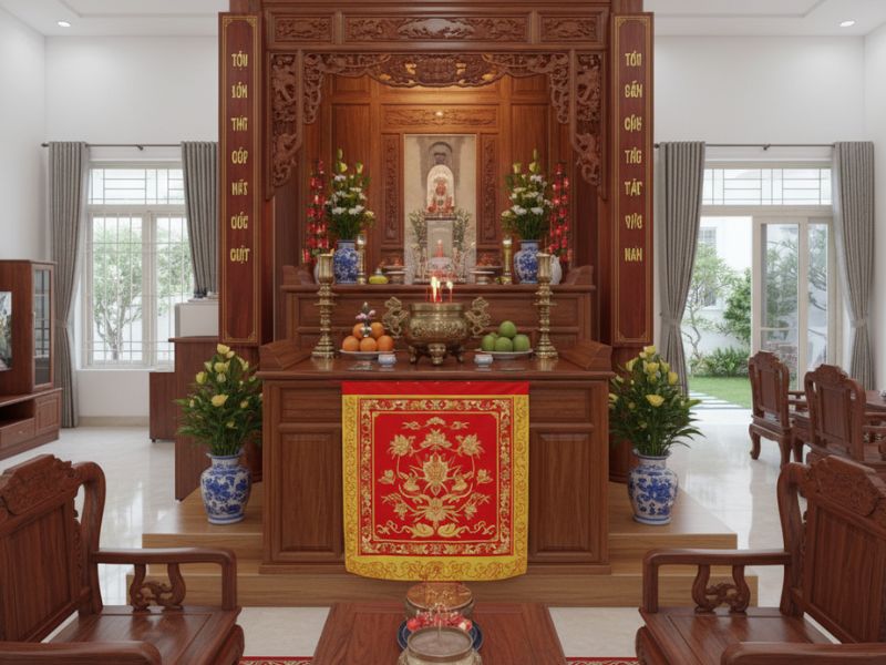 Cách bố trí phòng thờ trong phòng khách
