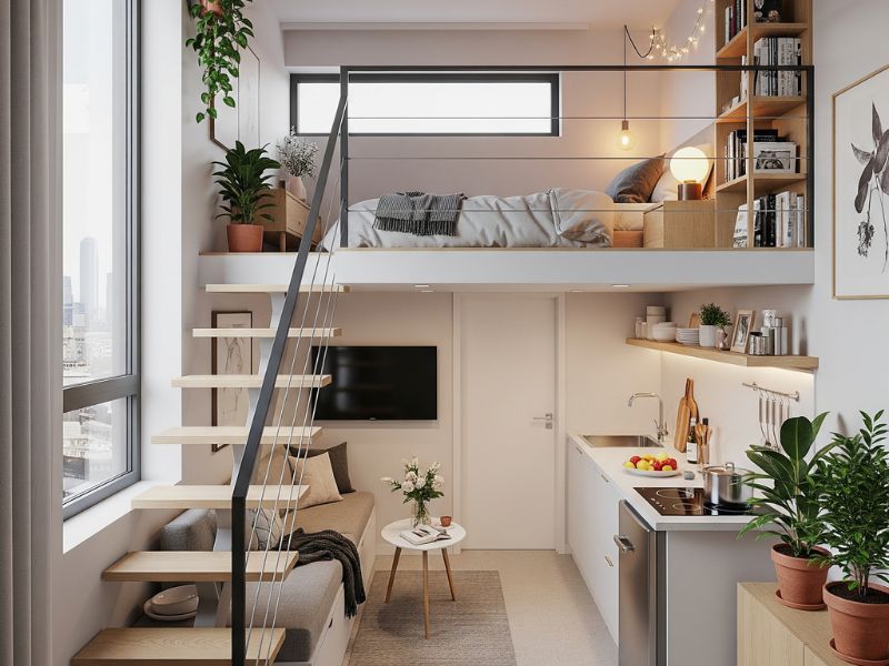 Thiết kế phòng trọ 12m2 có gác lửng