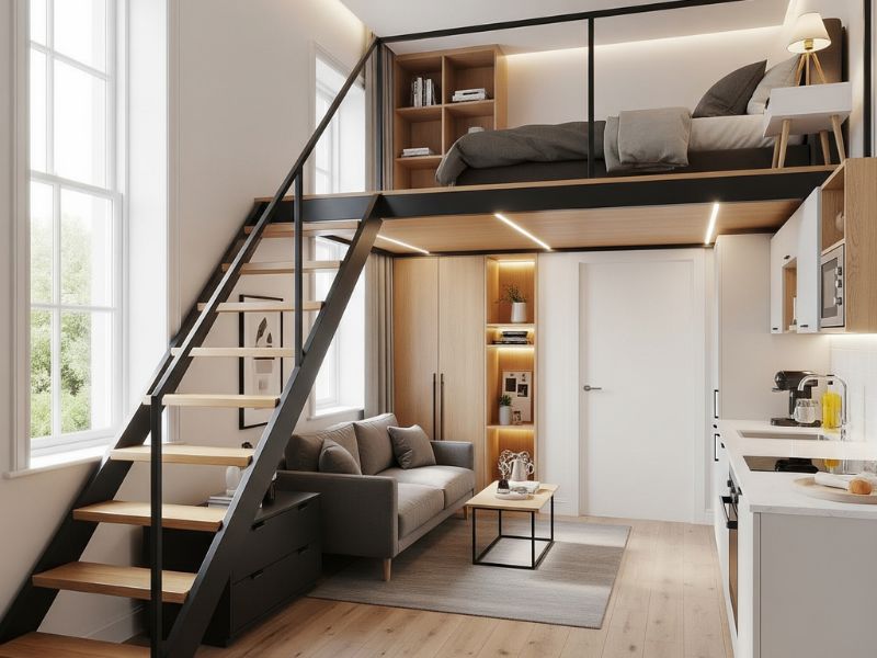 Thiết kế phòng trọ 12m2 có gác lửng
