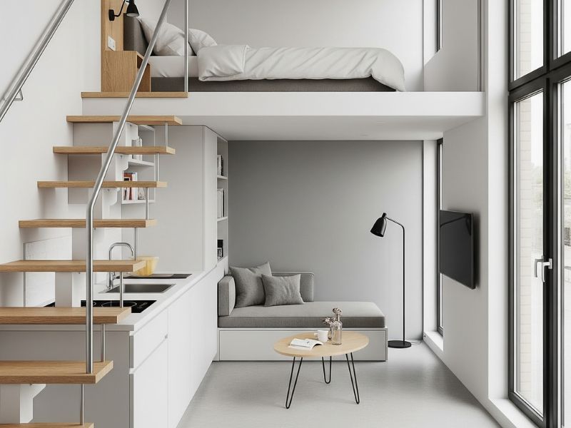 Thiết kế phòng trọ 12m2 có gác lửng