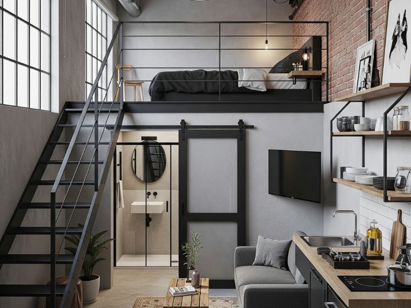 Thiết kế phòng trọ 12m2 có gác lửng