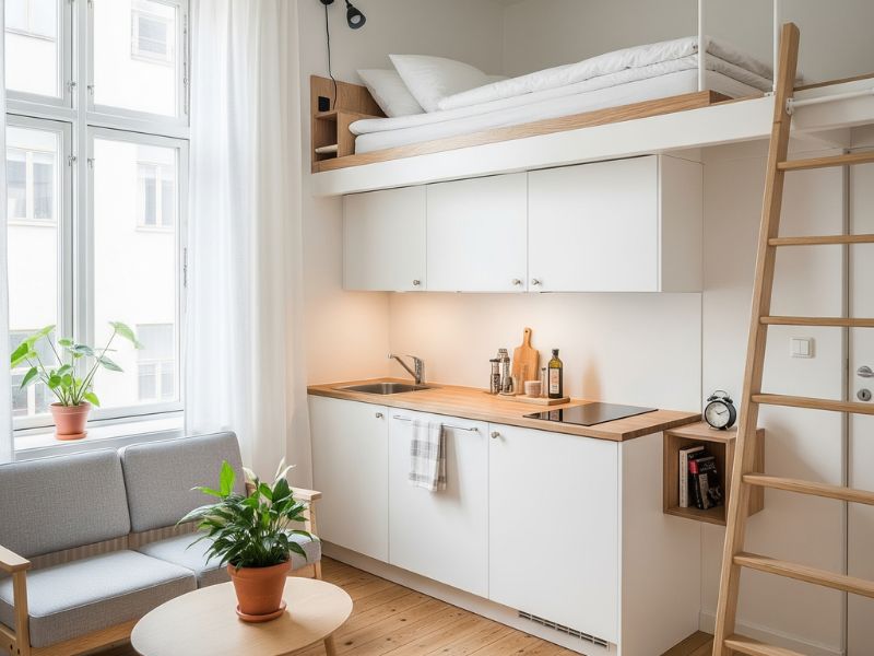 Thiết kế phòng trọ 12m2 có gác lửng