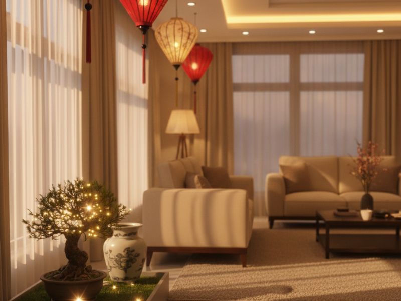 Decor phòng khách Tết