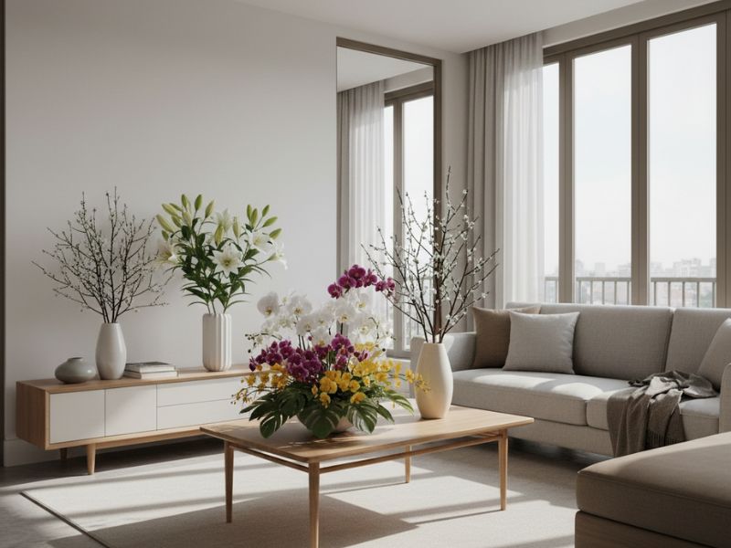 Decor phòng khách Tết