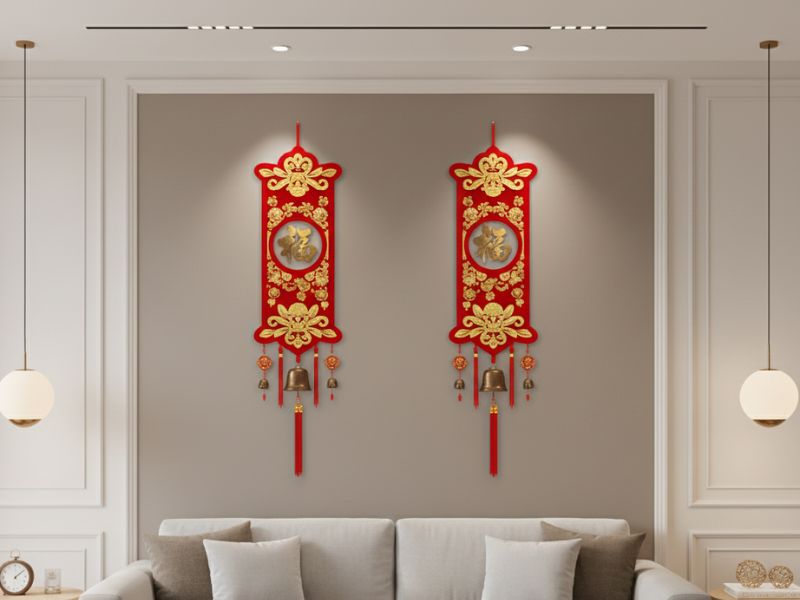 Decor phòng khách Tết