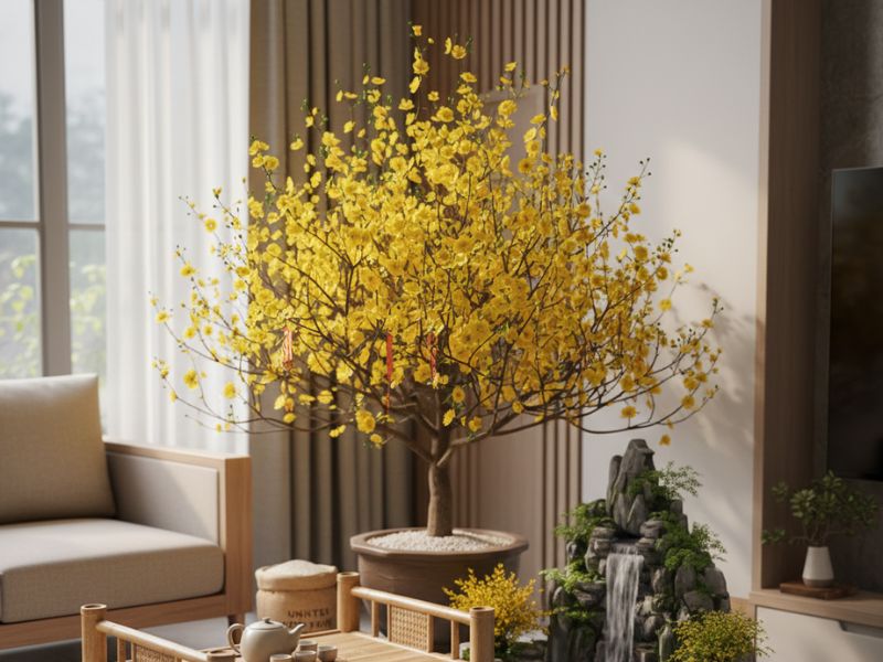 Decor phòng khách Tết