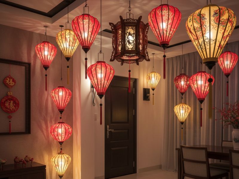 Decor phòng khách Tết