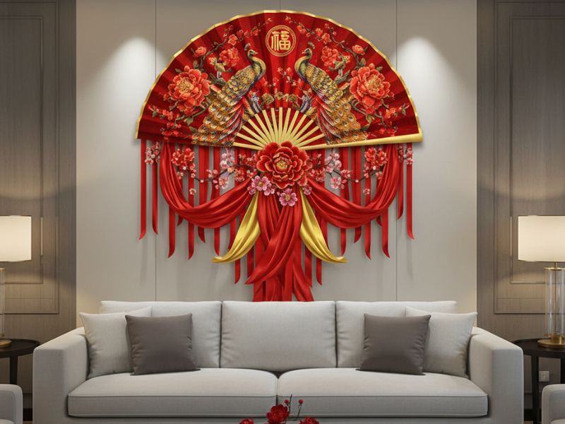 Decor phòng khách Tết