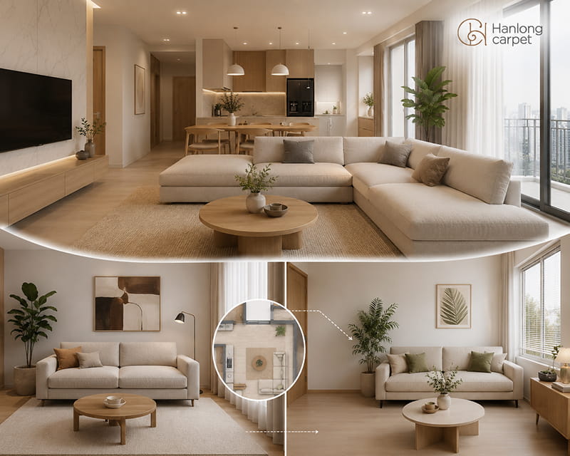 thiết kế phòng khách chung cư 70m2