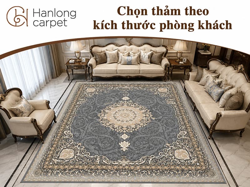 Chọn thảm theo kích thước phòng khách