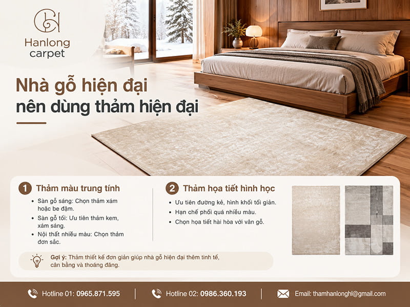 Nhà gỗ hiện đại nên dùng thảm hiện đại