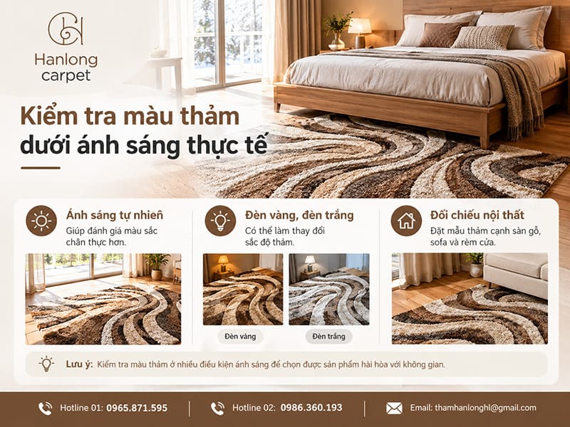 Kiểm tra màu thảm dưới ánh sáng thực tế