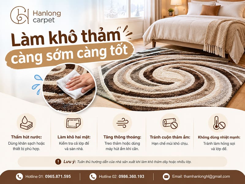 Làm khô thảm càng sớm càng tốt